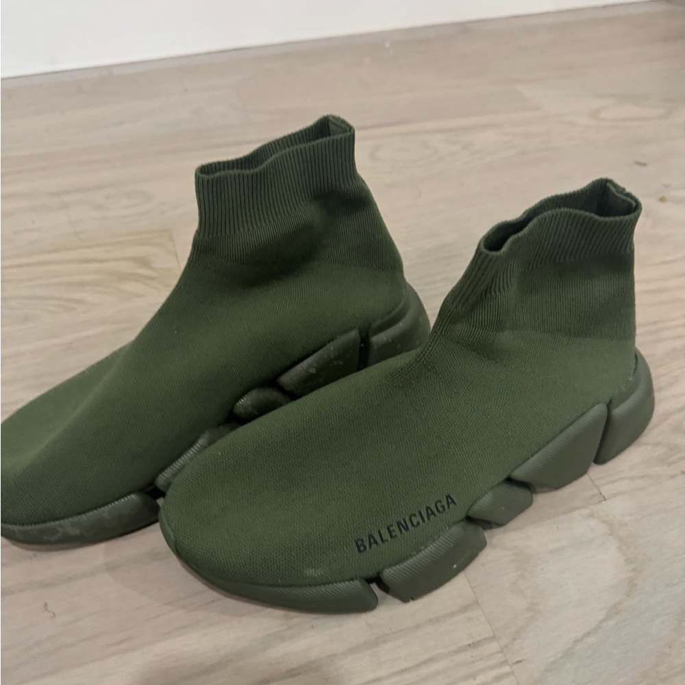 Balenciaga Men's Olive Green Sock Sneakers
